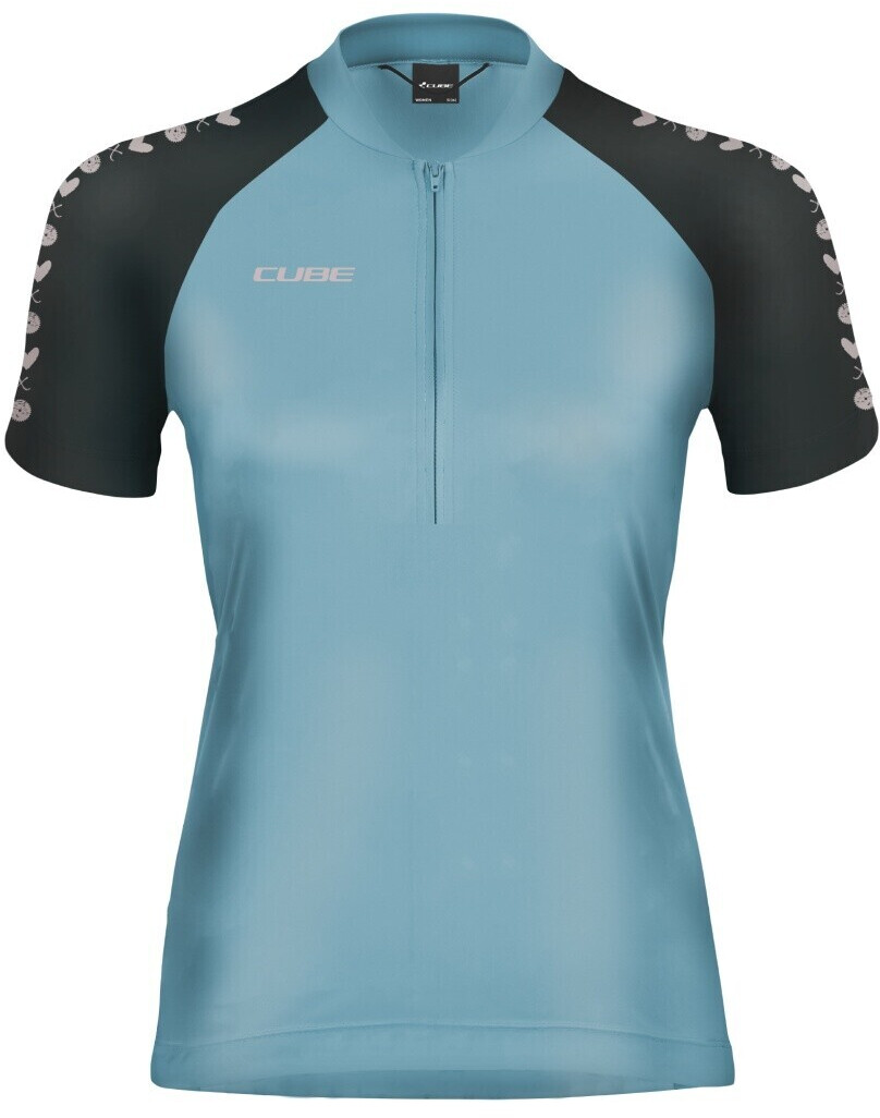 Cube ATX Cmpt Half Zip Women's Bike jersey short blue (2023)