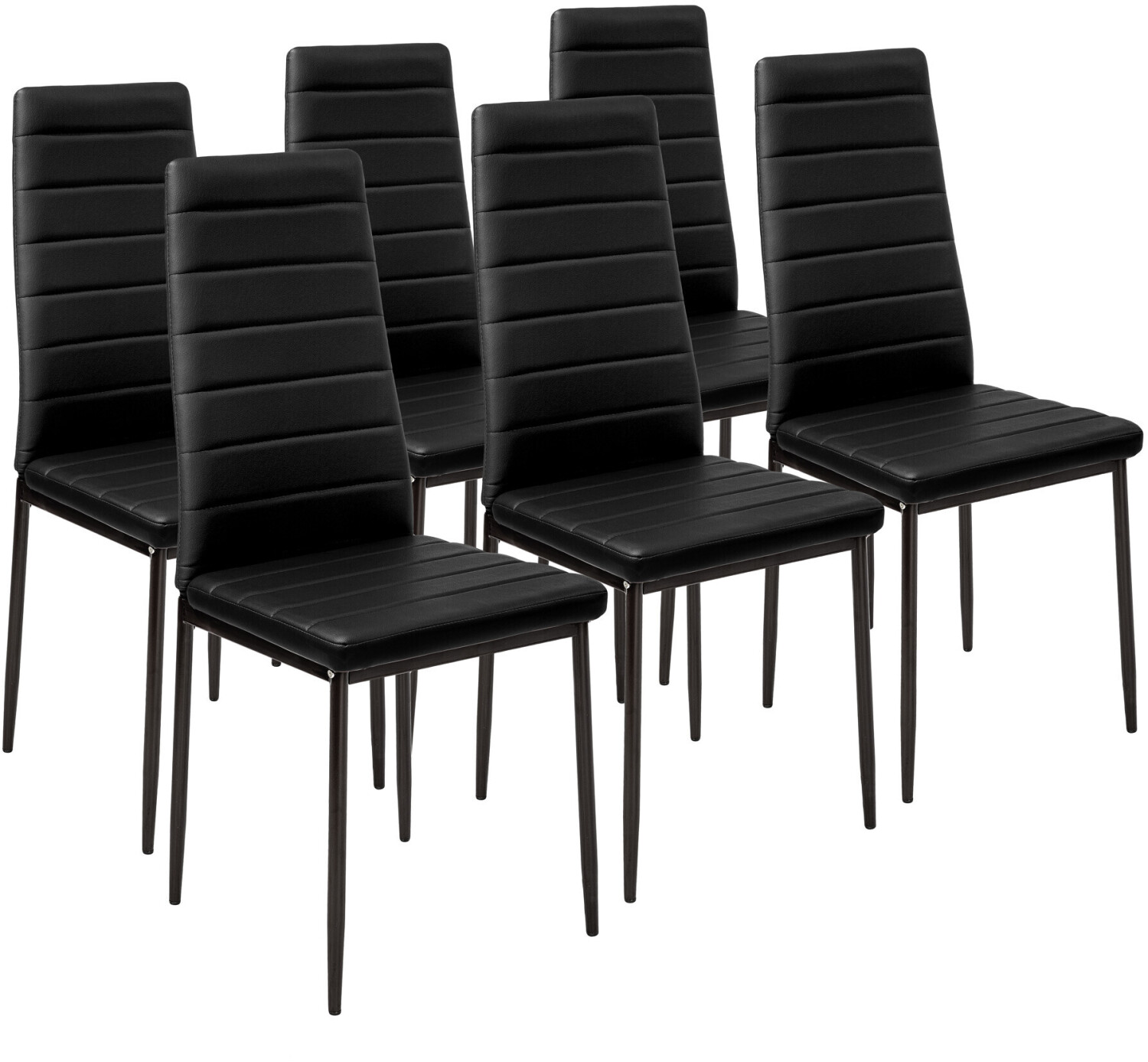 TecTake 6 dining chairs imitation leather black 41x45x98.50cm