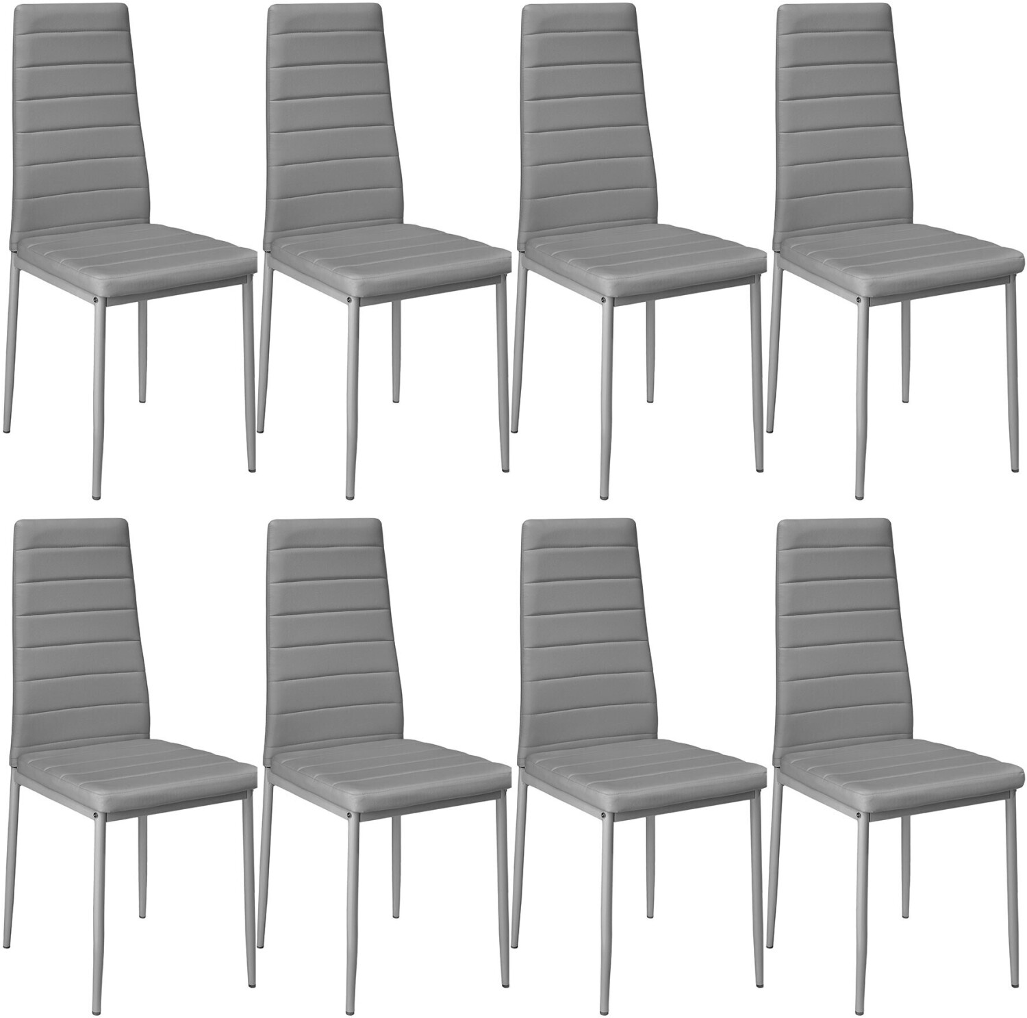 Photos - Dining Table Tectake 8 dining chairs faux leather gray 41x45x98.50cm 