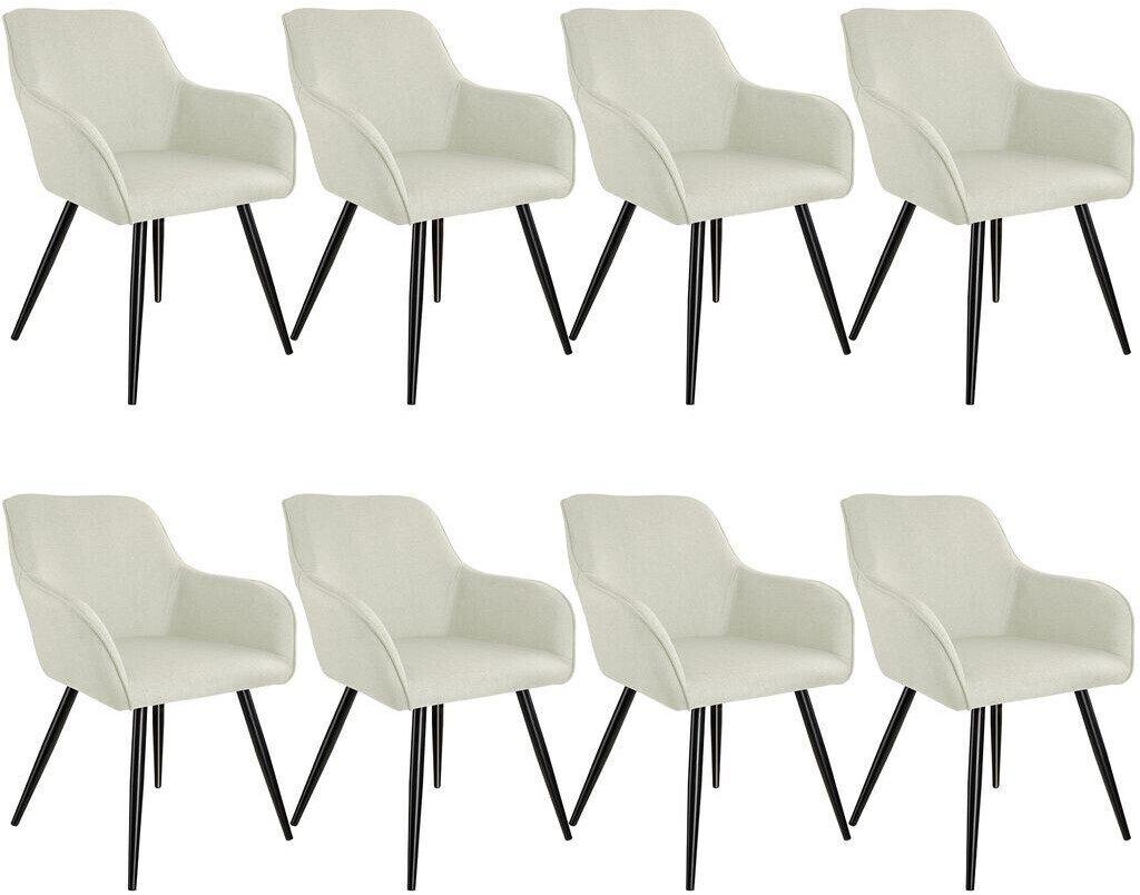 TecTake Set of 8 chairs Marilyn linen look cream/black 62x58x82cm