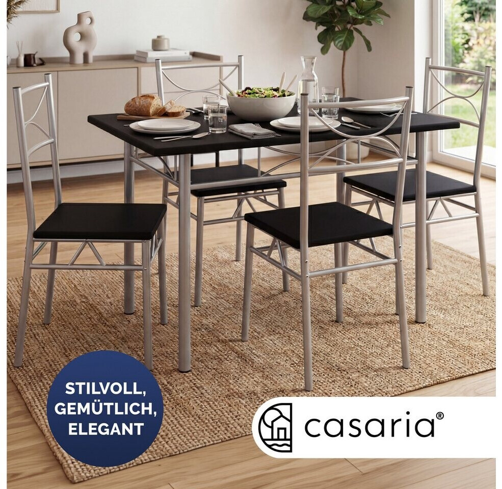 Casaria 5 tlg Sitzgruppe Küchentisch mit Stühlen Schwarz ab 92,99 € (Oktober 2026)