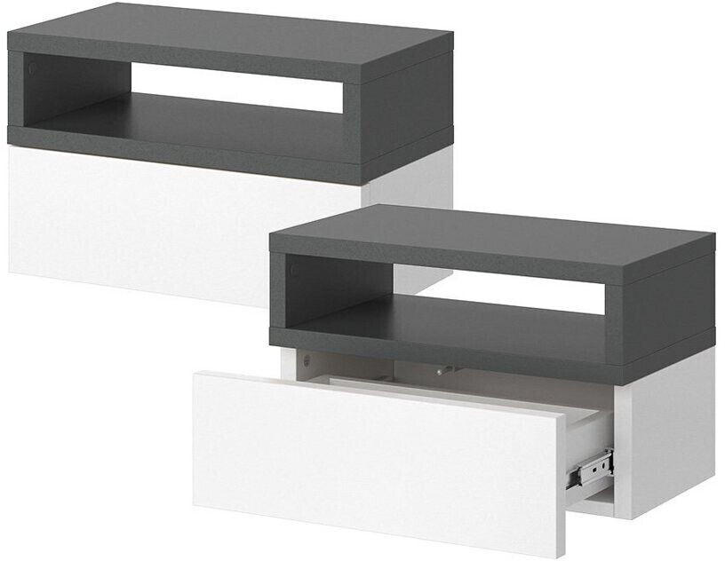 VICCO Bedside Table Urbano 45x28cm Set of 2 White/Anthracite