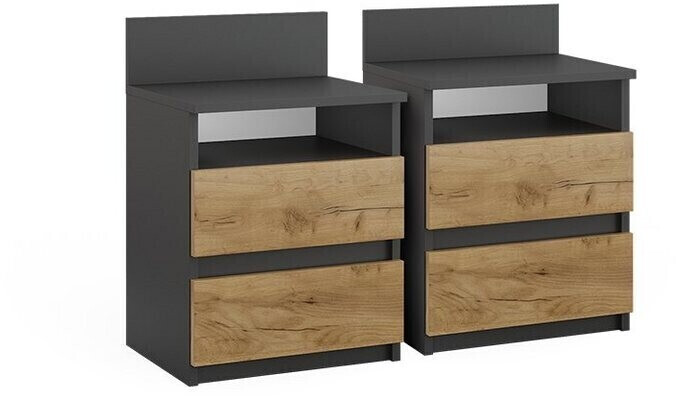 VICCO Bedside Table Monty Set of 2 39,6x59,1cm Anthracite/Oak