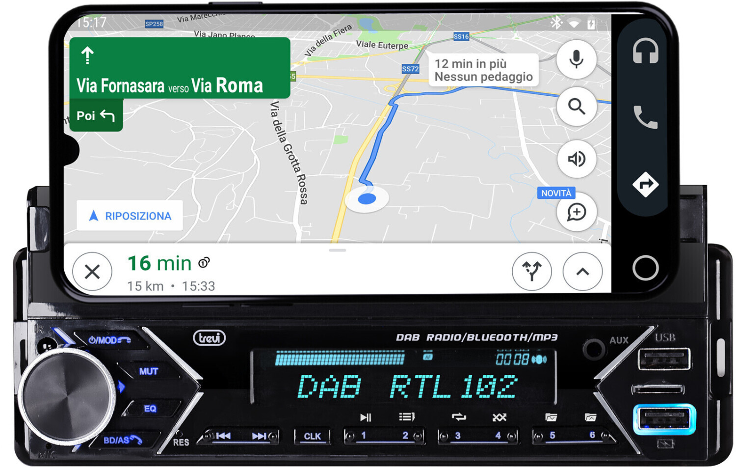 Pioneer MVH-S520DAB Autoradio USB Bluetooth 1 DIN Android Prezzo in Offerta  su Prezzoforte
