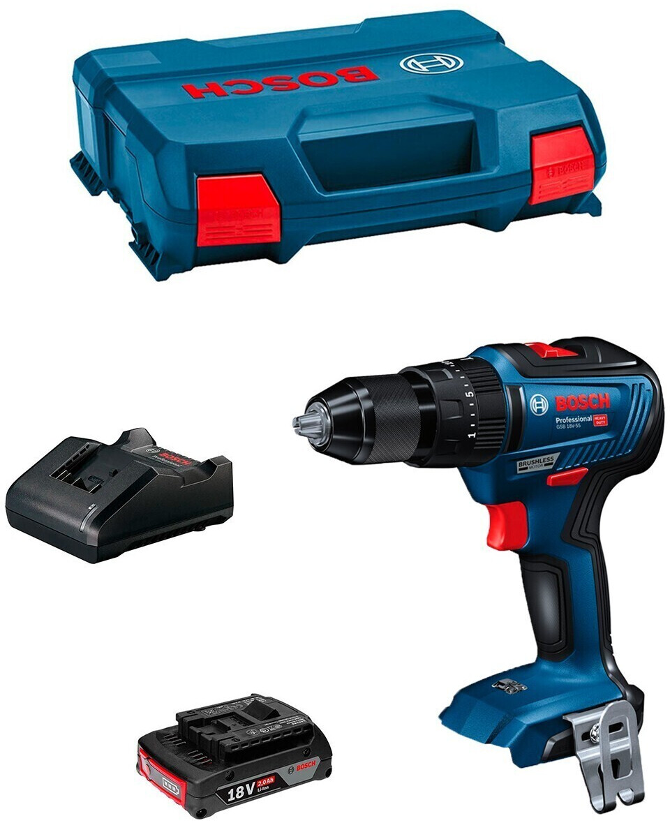 Bosch Bosch GSB 18V-55 Professional (1 x 2,0 Ah + GAL18V-20 L-Case)
