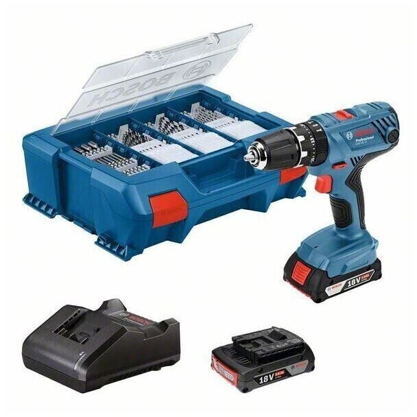 Buy Bosch GSB 18V-21 Professional (2 x 2,0 Ah + 63 accessories) from  £224.49 (Today) – Best Deals on