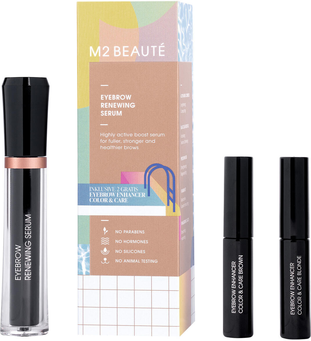 M2 Beauté Eyebrow Renewing Serum (4ml) + Eyebrow Enhancer Color & Care (Blond 2ml + Brown 2ml)
