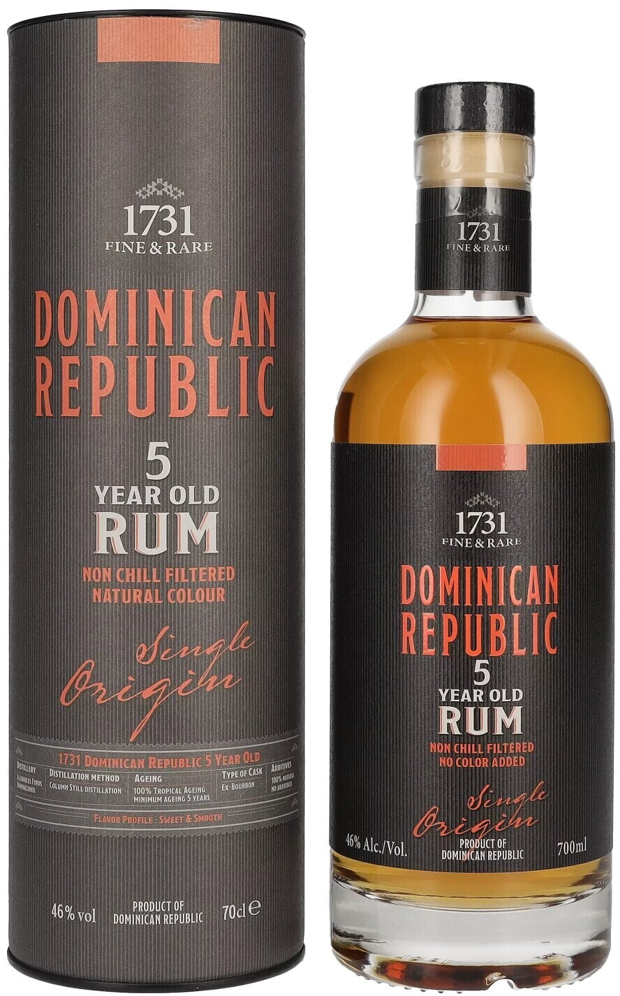 1731 Fine & Rare Dominican Republic 5 Years Old Single Origin Rum 0.7l 46%