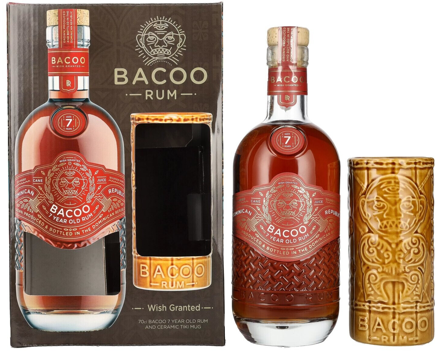 Bacoo 7 Years Old Rum 0.7l 40% with Tiki Mug