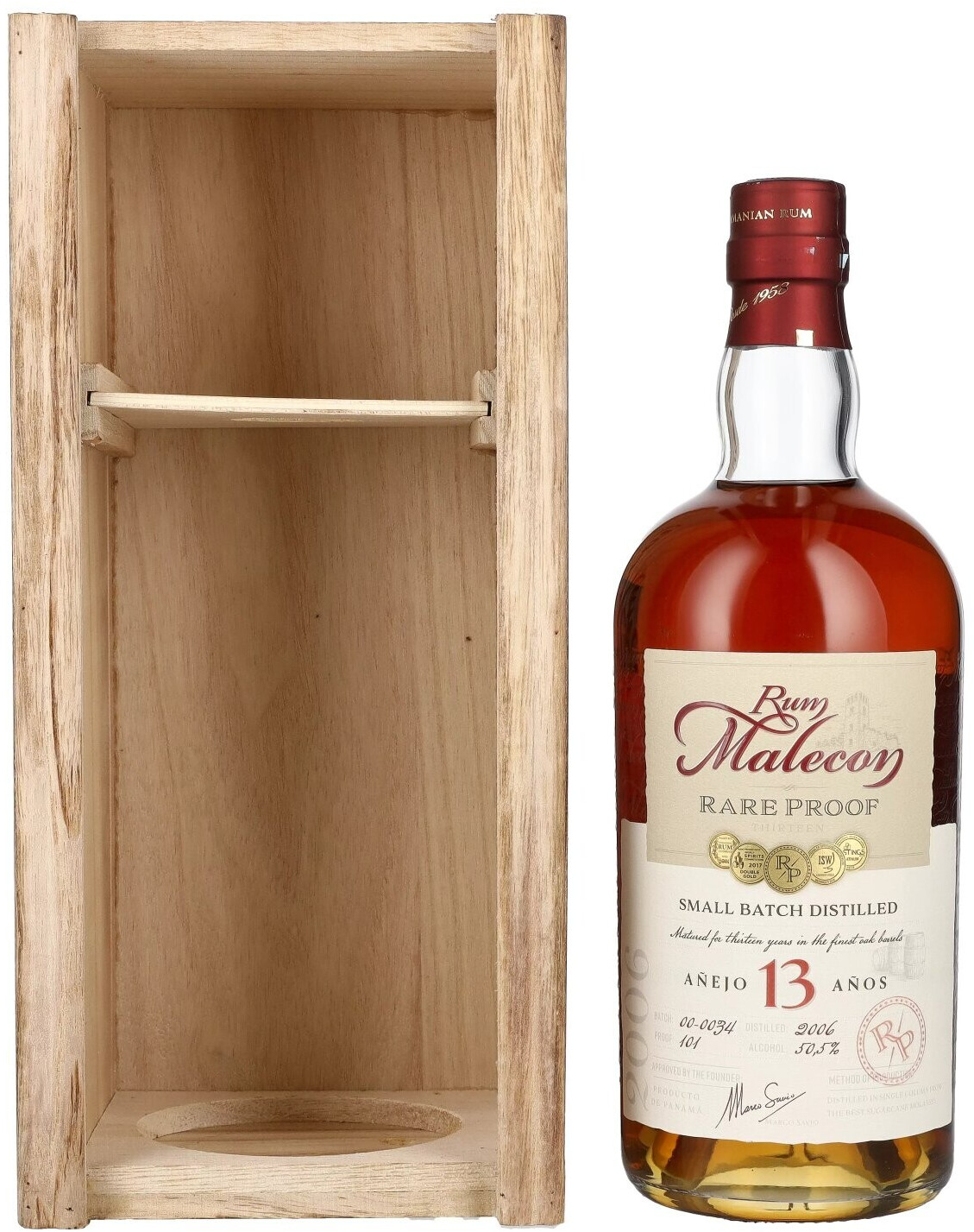 Malecon Añejo 13 Años Rare Proof 2006 0.7l 50.5% in Wooden Box