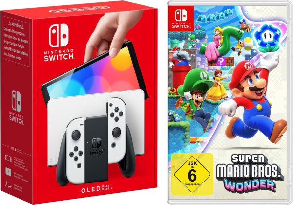 Nintendo Switch (OLED-Modell) weiß + Super Mario Bros. Wonder, Bild 2