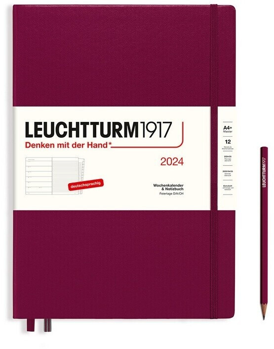 Leuchtturm1917 Kalender Notizbuch 2024 Master A4  Hardcover Port Red