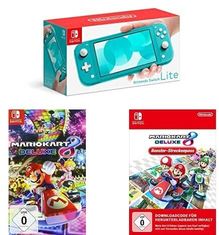 Nintendo Switch Lite türkis + Mario Kart 8: Deluxe + Booster-Streckenpass