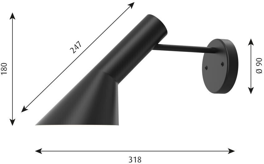Louis Poulsen AJ wall light without switch Black