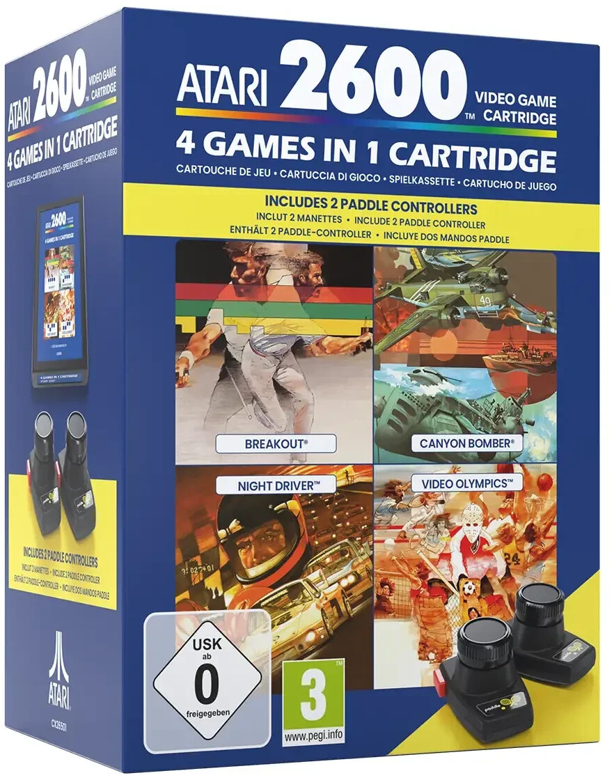 4 in 1 Cartouche de Jeu inclut 2 Manettes (Atari 2600)