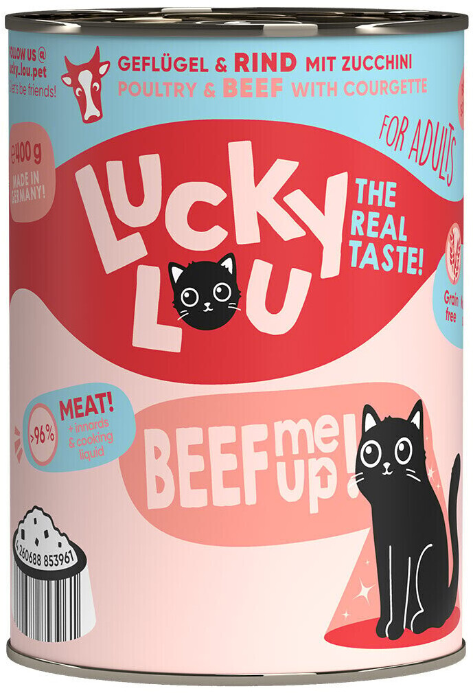 Lucky Lou Adult Poultry & Beef with courgette Wet Cat Food 400g