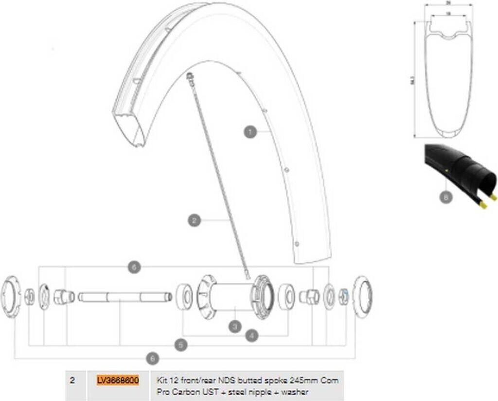 Mavic Spokes Comete Pro Carbon Ust Front/rear Left 12 Units Schwarz 245 mm