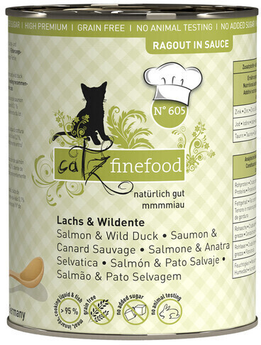 catz finefood Adult Ragout No.605 Salmon & Wild Duck Wet Cat Food 380g
