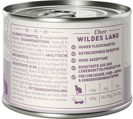 Wildes Land Pâtée pour chat 200g