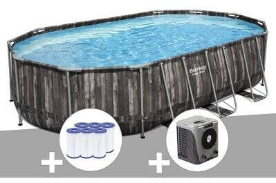 Bestway Power Steel (610 x 366 x 122 cm) + 6 cartouches de filtration + Pompe à chaleur (5611R-58012x6-HS40FR)