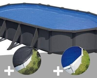 Gre Juni ovale (744 x 399 x 132 cm) + Bâche d'hivernage + Bâche à bulles (KITPROV738GY°KITPROV738GY-CIPROV731-CPROV730)