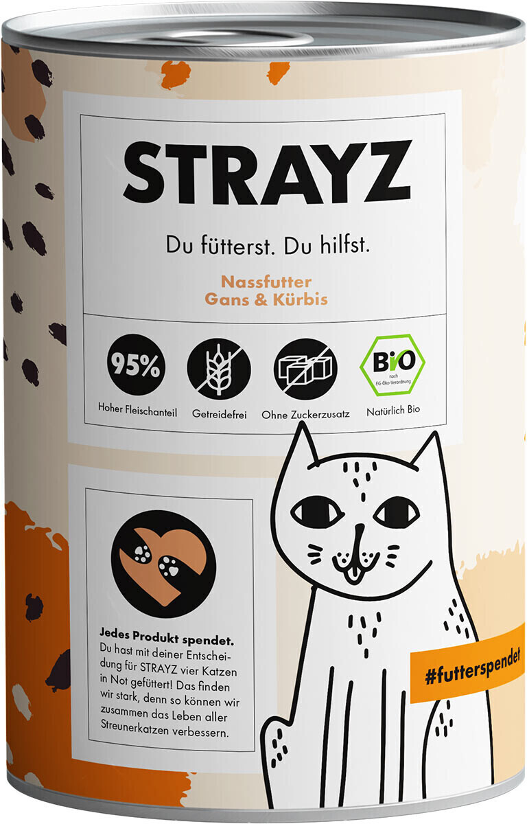 STRAYZ Adult Bio Wet Cat Food Goose & Pumpkin 400g