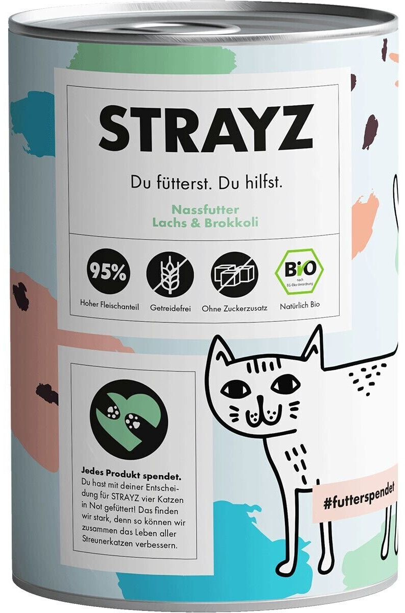 STRAYZ Adult Bio Wet Cat Food Salmon & Broccoli 400g