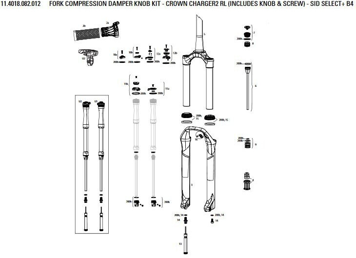 RockShox Compression Damper Knob Kit Crown Charger2 Rl Silber