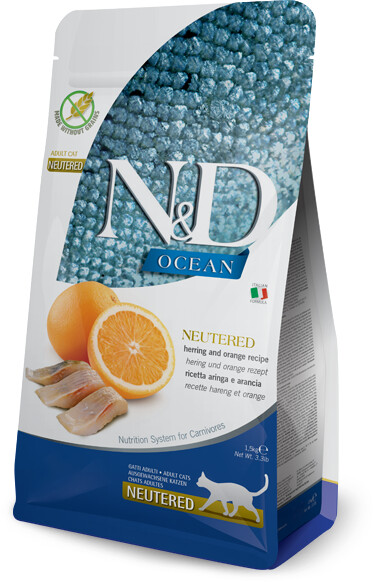 Farmina N&D Ocean Cat Adult Neutered Herring & Orange Recipe 1,5 kg