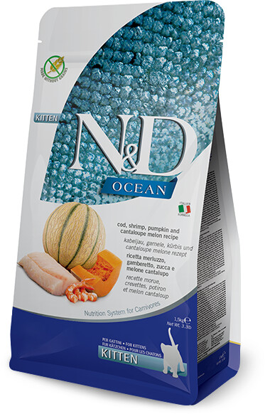 Farmina N&D Ocean Kitten Grain Free Cod, Shrimp, Pumpkin & Melon Recipe 1,5 kg