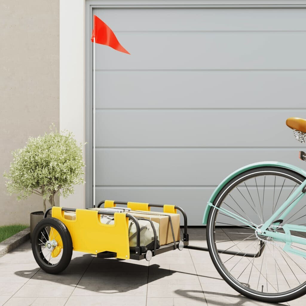 vidaXL Bicycle trailer yellow oxford tissue and iron (94162)