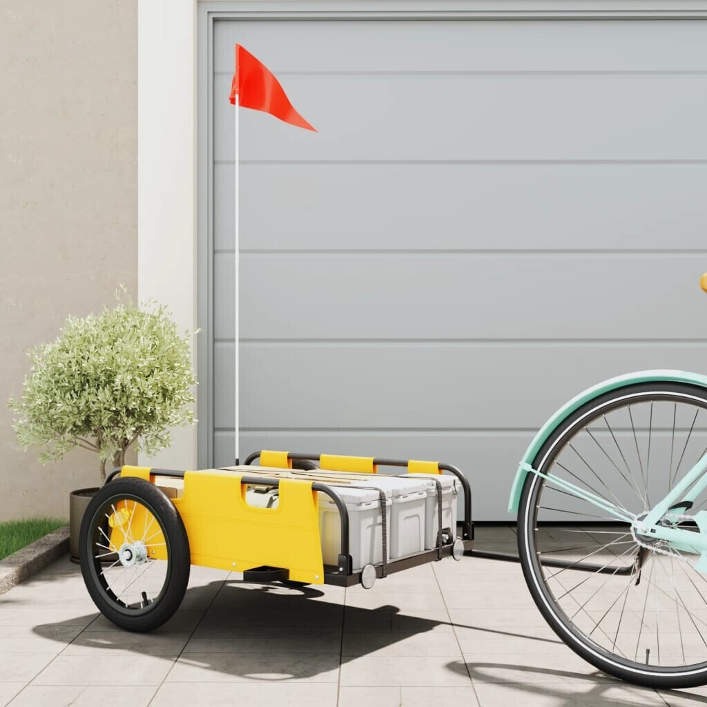 Photos - Kids Bike Seat VidaXL Bicycle trailer yellow oxford tissue and iron  (94169)