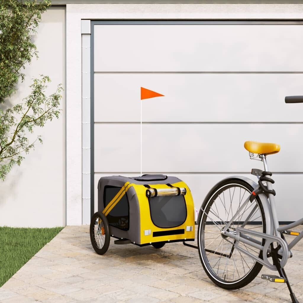 vidaXL Bicycle trailer dogs yellow and gray oxford tissue and iron (93882)