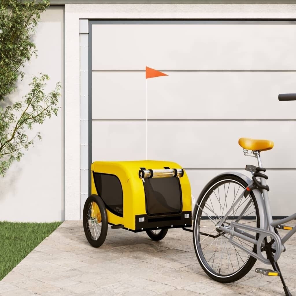 vidaXL Bicycle trailer dogs yellow and black oxford tissue & iron (94008)
