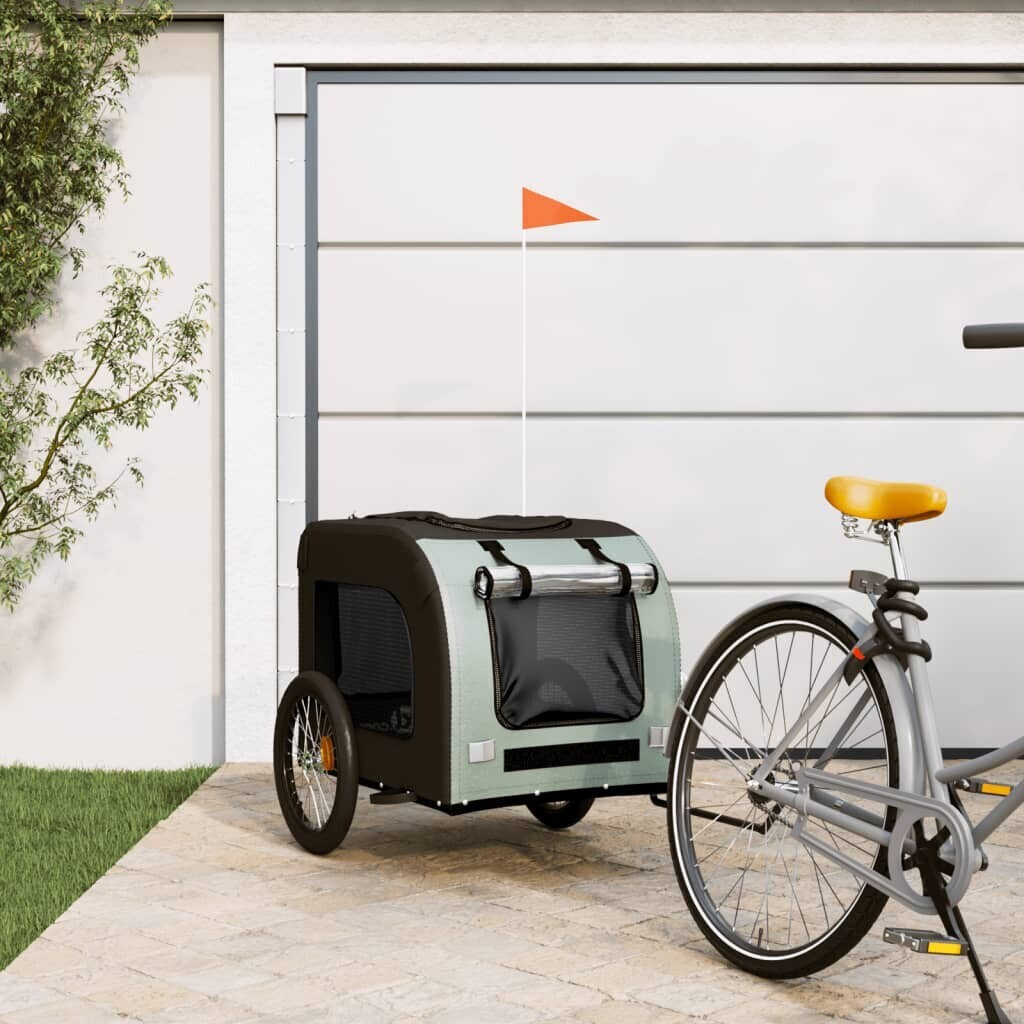 Photos - Kids Bike Seat VidaXL Bicycle trailer dogs gray and black oxford tissue & iron (93 