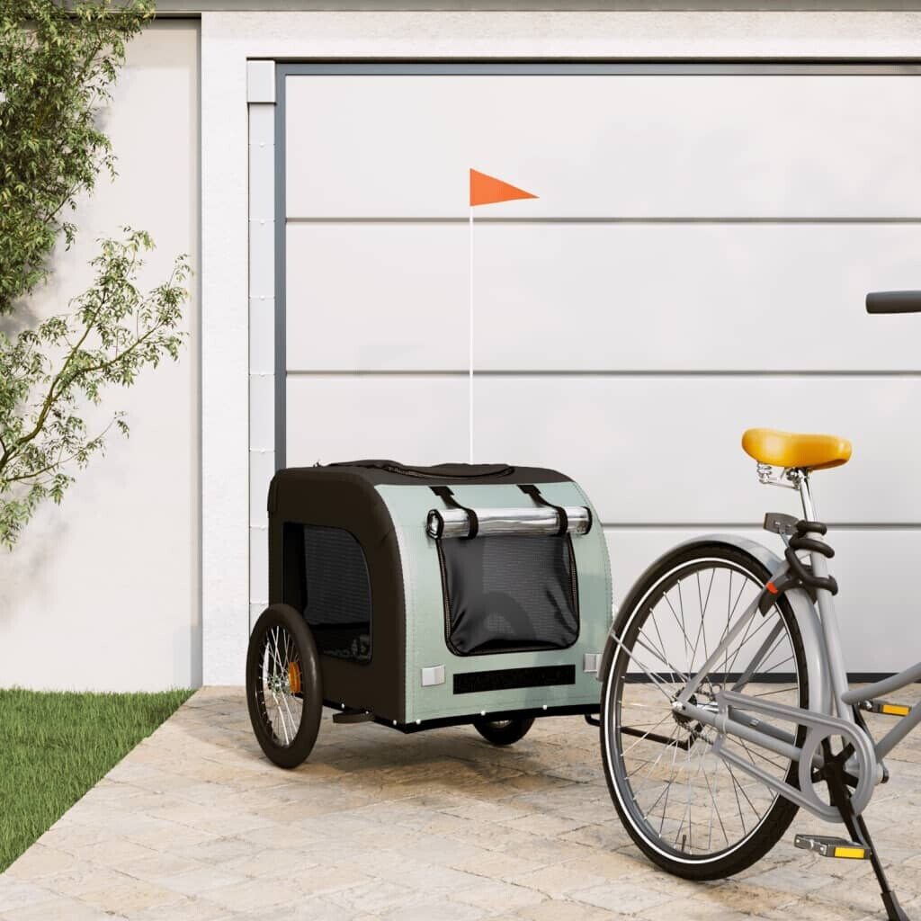 vidaXL Bicycle trailer dogs gray and black oxford tissue & iron (93839)