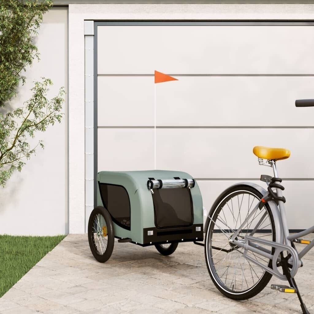 vidaXL Pet Bike Trailer Oxford Fabric and Iron 133 x 69 x 73,5 cm Grey ...