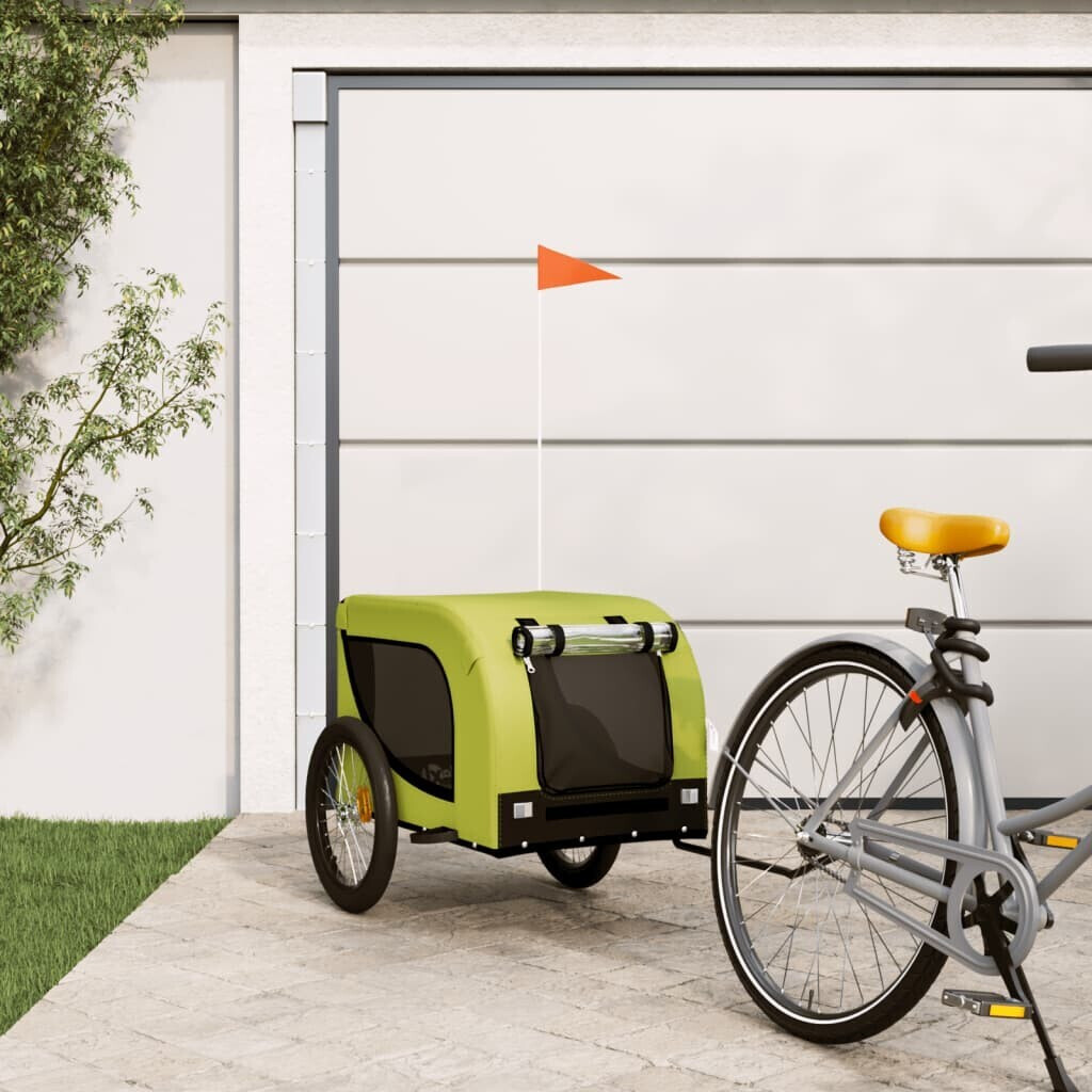 vidaXL Bicycle trailer dogs green and black oxford tissue and iron (94011)