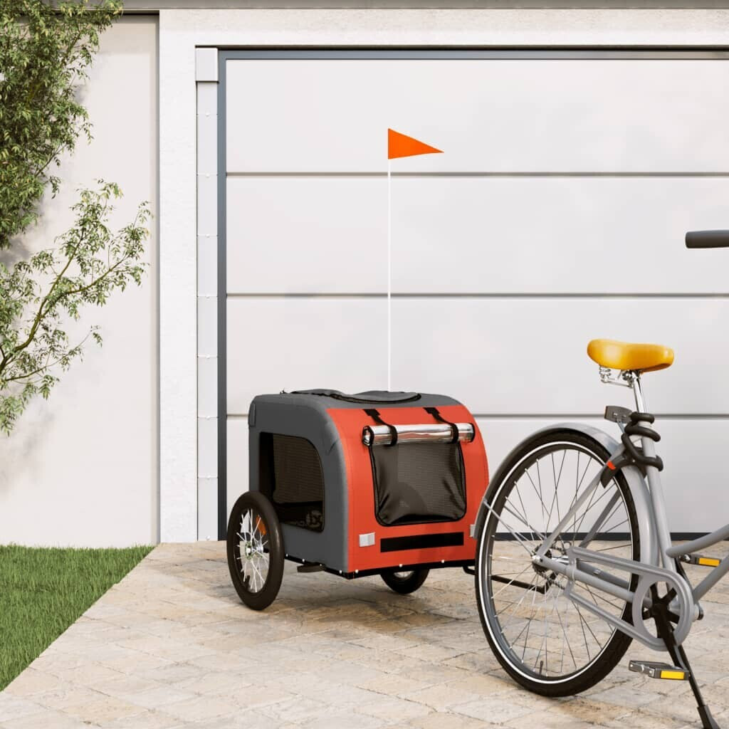 Photos - Kids Bike Seat VidaXL Bicycle trailer dogs orange and gray oxford tissue and iron 