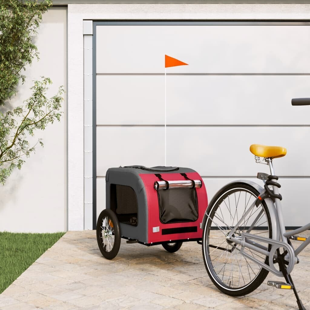 vidaXL Bicycle trailer dogs red and gray oxford tissue and iron (93831)