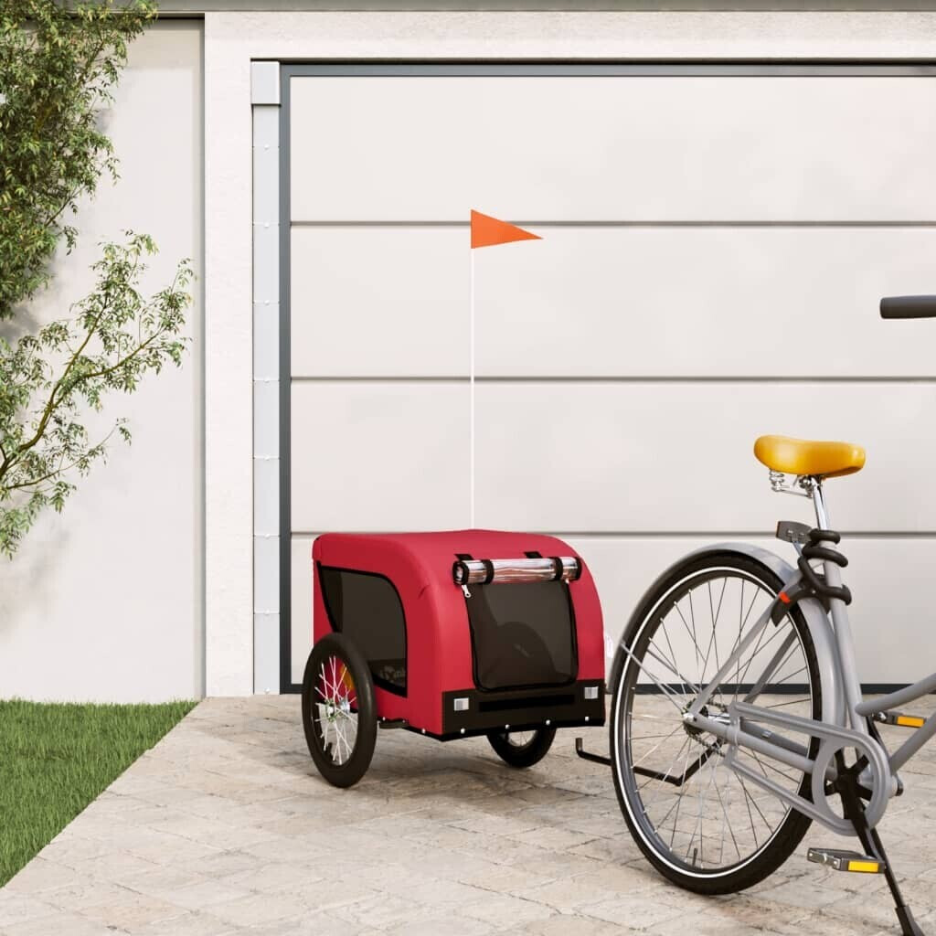 vidaXL Bicycle trailer dogs red and black oxford tissue and iron (93999)