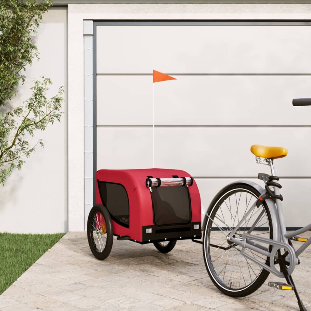 vidaXL Bicycle trailer dogs red and black oxford tissue and iron (94006)