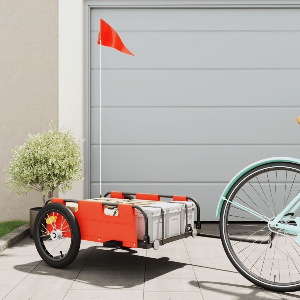 vidaXL Bicycle trailer orange oxford tissue and iron (94166)