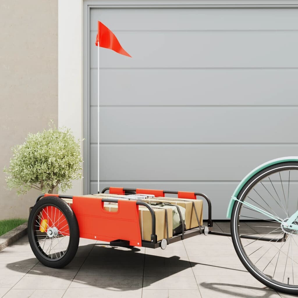 Photos - Kids Bike Seat VidaXL Bicycle trailer orange oxford tissue and iron  (94173)
