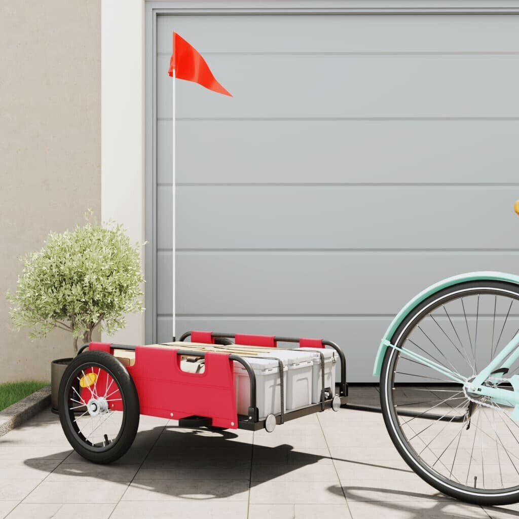 Photos - Kids Bike Seat VidaXL Bicycle trailer red oxford fabric and iron  (94167)
