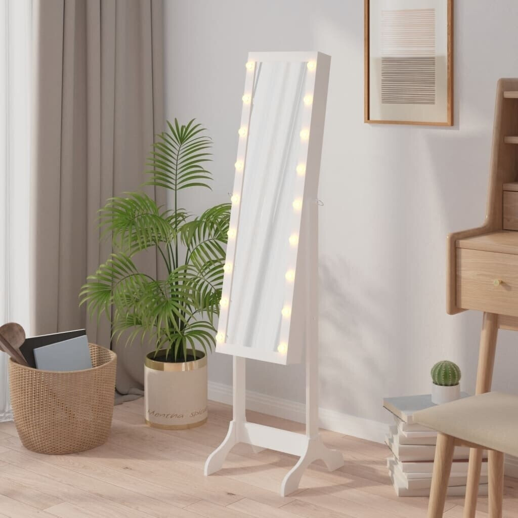 vidaXL Standing mirror with LED white 34x37x146 cm