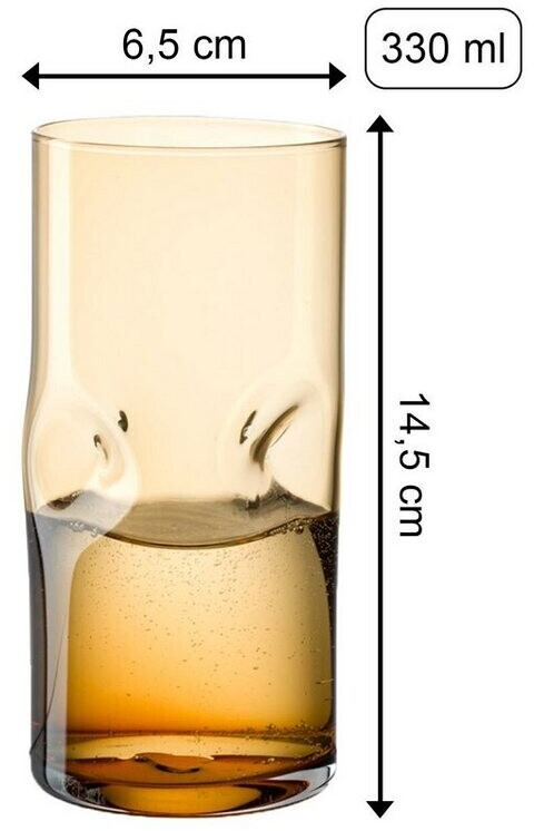 Leonardo Vesuvio 077380 Set Di 4 Bicchieri In Vetro Colorato Fatti A Mano, 330 Ml, Forma Organica, Lavabili In Lavastoviglie, Regalo Perfetto