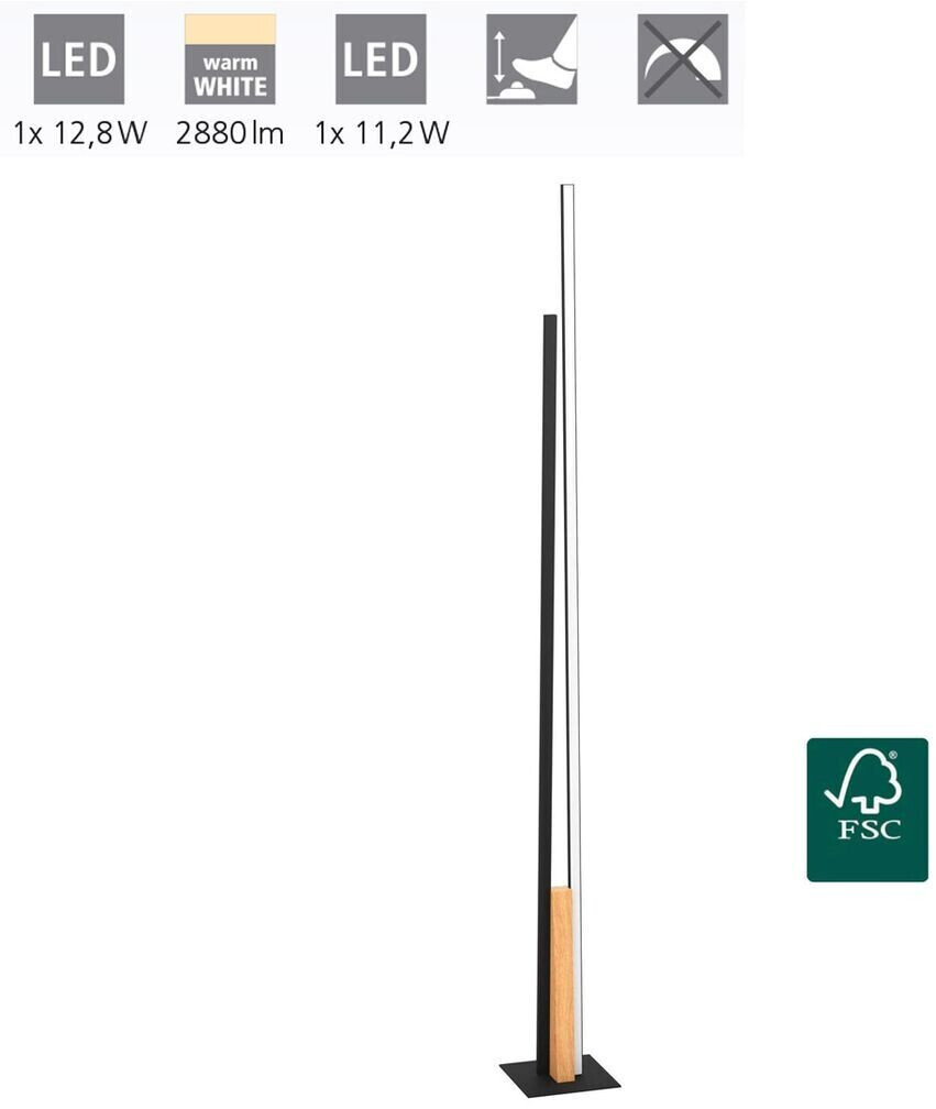 Eglo LED Stehleuchte Panagria Schwarz/Natur-hell 2x12W 2880lm schwarz ab  150,98 € | Preisvergleich bei