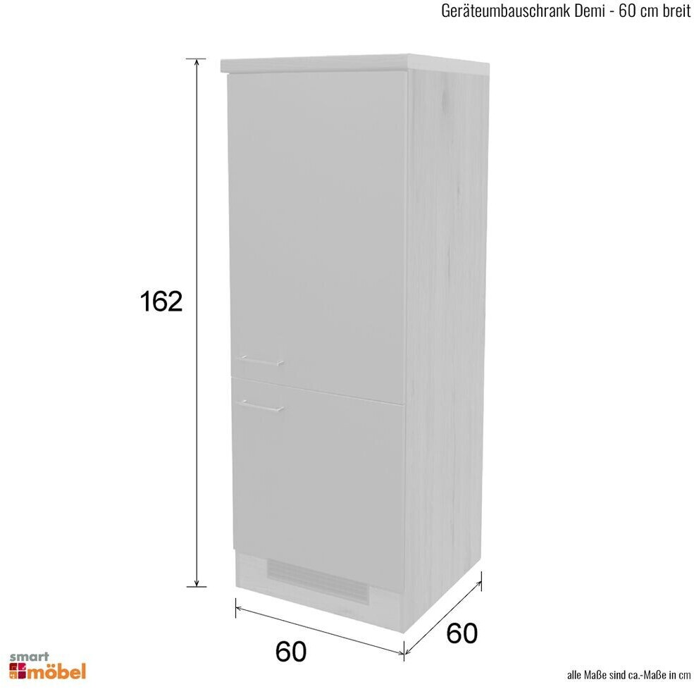 Flex-Well Kühlumbauschrank für 88er Einbaukühlschrank Varo 60 x 60 x 162 cm  Front weiß matt Korpus weiß ab 186,99 € | Preisvergleich bei | Kühlschrankumbauschränke