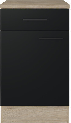 Flex-Well Unterschrank mit Schublade und Drehtür Capri 50 x 60 x 85 cm  Front schwarz matt Korpus wildeiche ab 119,00 € | Preisvergleich bei